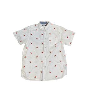 Eighty Eight Men's Rose Embroidery Design Button Down Short Sleeve Size L Preppy